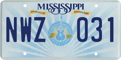 MS license plate NWZ031
