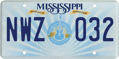 MS license plate NWZ032