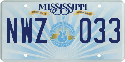 MS license plate NWZ033