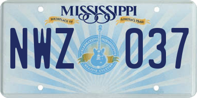 MS license plate NWZ037