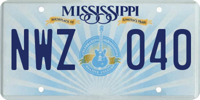 MS license plate NWZ040