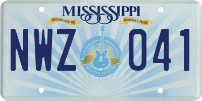 MS license plate NWZ041