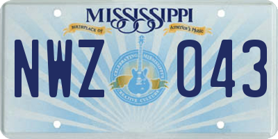 MS license plate NWZ043