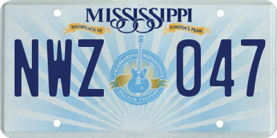 MS license plate NWZ047