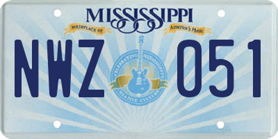 MS license plate NWZ051