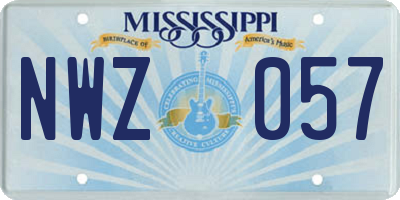 MS license plate NWZ057