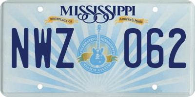 MS license plate NWZ062