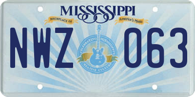 MS license plate NWZ063