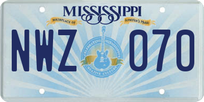 MS license plate NWZ070