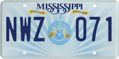 MS license plate NWZ071