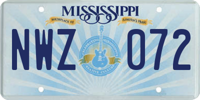 MS license plate NWZ072