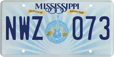 MS license plate NWZ073