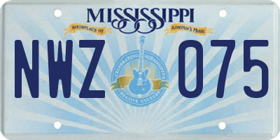 MS license plate NWZ075