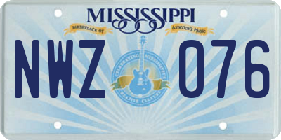 MS license plate NWZ076