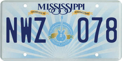 MS license plate NWZ078