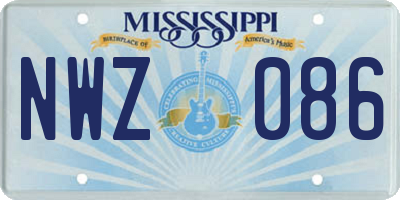 MS license plate NWZ086