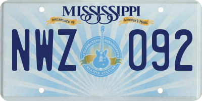 MS license plate NWZ092