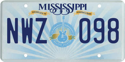 MS license plate NWZ098