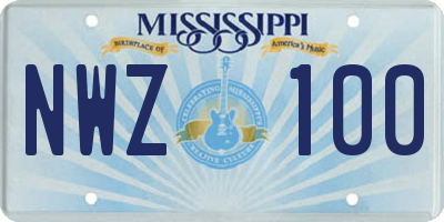 MS license plate NWZ100