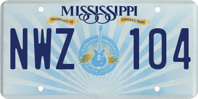 MS license plate NWZ104