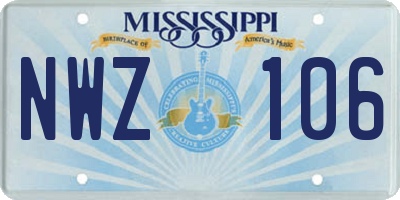 MS license plate NWZ106