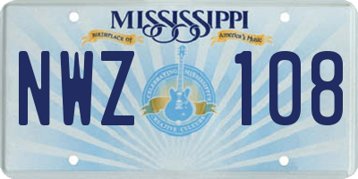 MS license plate NWZ108