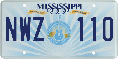 MS license plate NWZ110