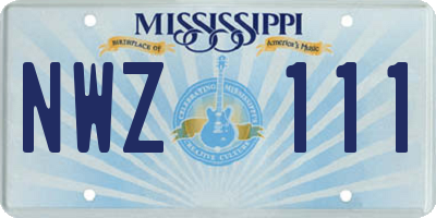 MS license plate NWZ111