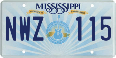 MS license plate NWZ115