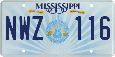 MS license plate NWZ116