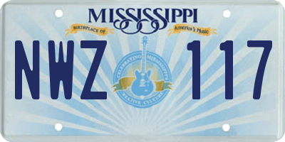 MS license plate NWZ117