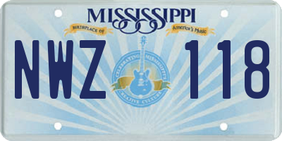 MS license plate NWZ118