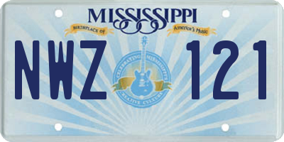 MS license plate NWZ121
