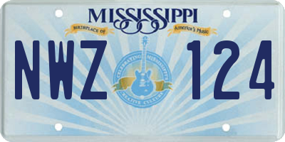 MS license plate NWZ124