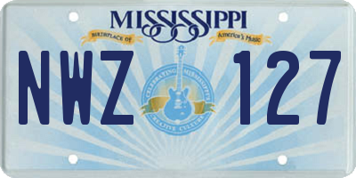 MS license plate NWZ127