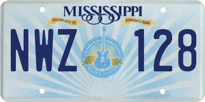MS license plate NWZ128
