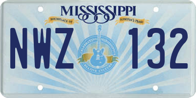 MS license plate NWZ132