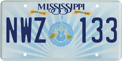 MS license plate NWZ133