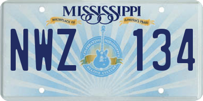 MS license plate NWZ134
