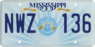 MS license plate NWZ136