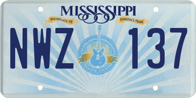 MS license plate NWZ137