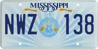 MS license plate NWZ138