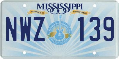 MS license plate NWZ139