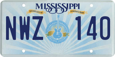 MS license plate NWZ140