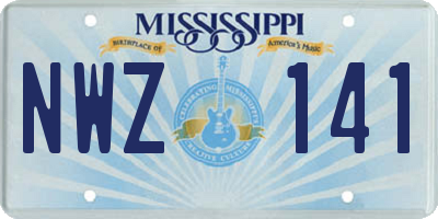 MS license plate NWZ141