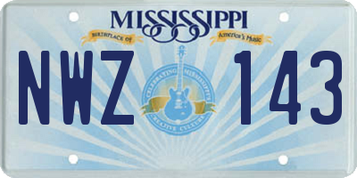 MS license plate NWZ143
