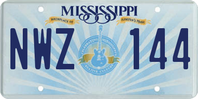 MS license plate NWZ144