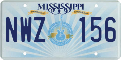 MS license plate NWZ156