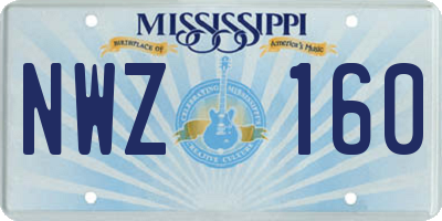 MS license plate NWZ160