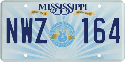 MS license plate NWZ164